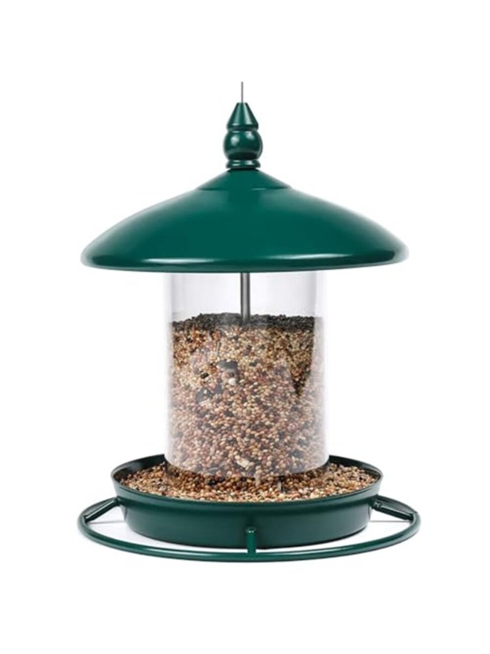 New Metal Roof Bird Feeder for Outdoors - 360° Feeding Perch. Green